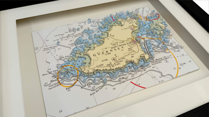 3D Nautical Chart Guernsey A4 3D Nautical Chart Guernsey A4