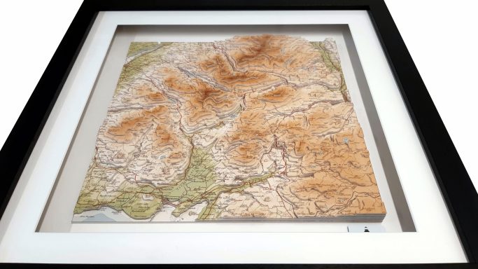 3D Vintage Map Topographic Model Paddy Buckley Round