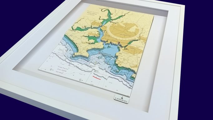 3D Admiralty Nautical Chart of Plymouth Sound A3 Pioneer Frame