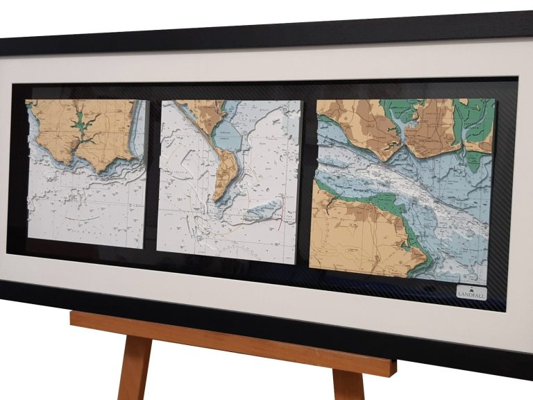 3D nautical chart Triptych