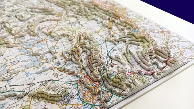 3D OS Map Topographic Model Ledbury / Malvern Hills