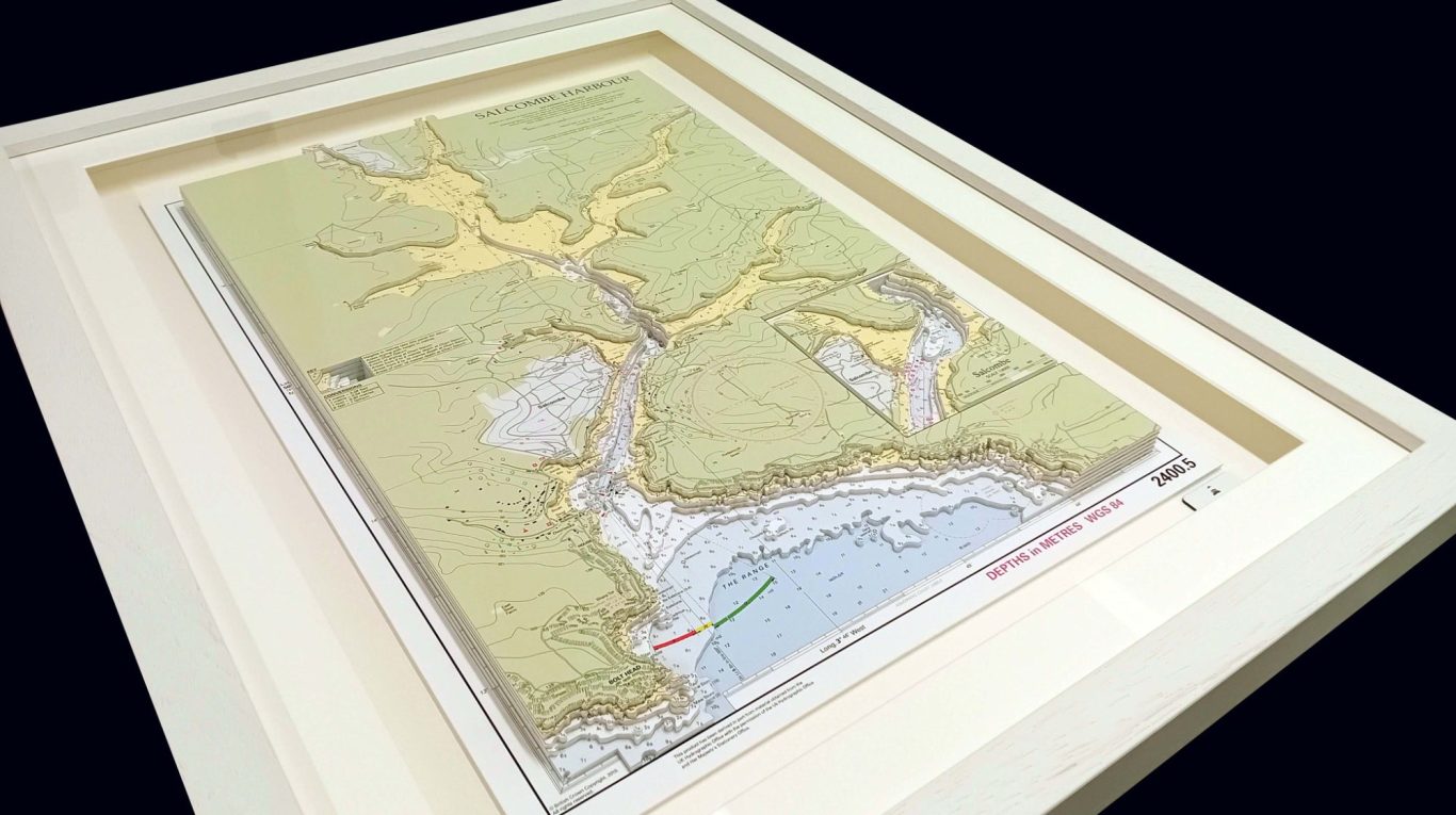 3D Nautical Chart Art Salcombe 3D Nautical Chart Art Salcombe