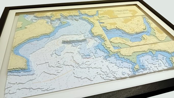3D Admiralty Nautical Chart of Plymouth Sound & Cattewater
